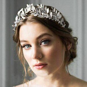 Women's Silver Greek Goddess Headband Accessories Gold Leaf Crown Elegant